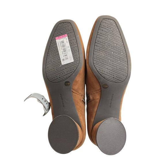 Alex Marie NWOB Paxton Tan Suede Leather Square Toe Cylinder Heel Booties - Picture 12 of 12